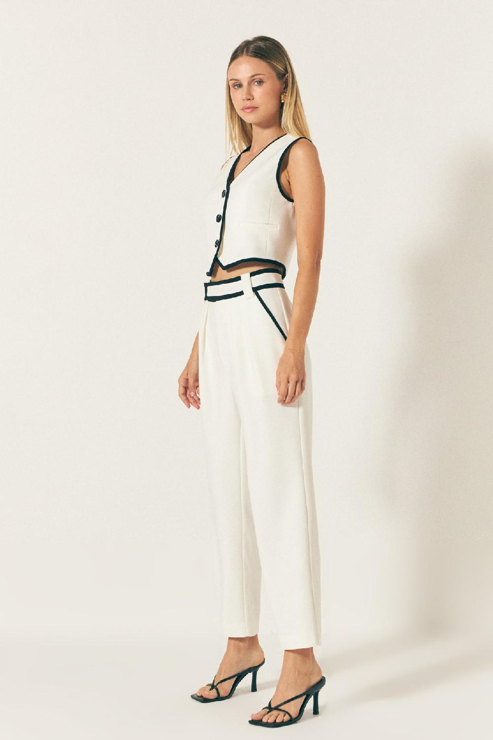 Endless Rose Trousers With Binding Detail WHITE