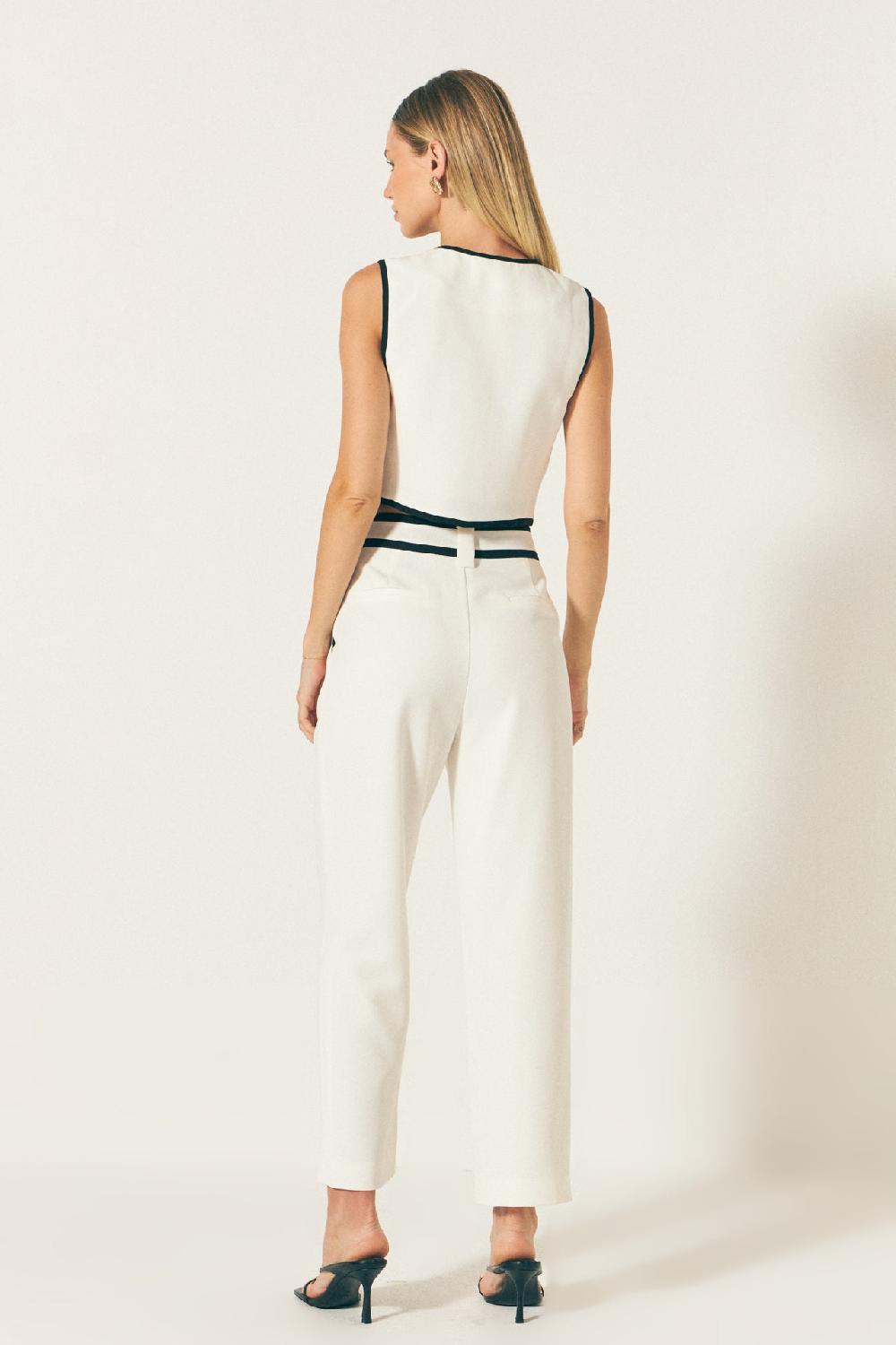 Endless Rose Trousers With Binding Detail WHITE