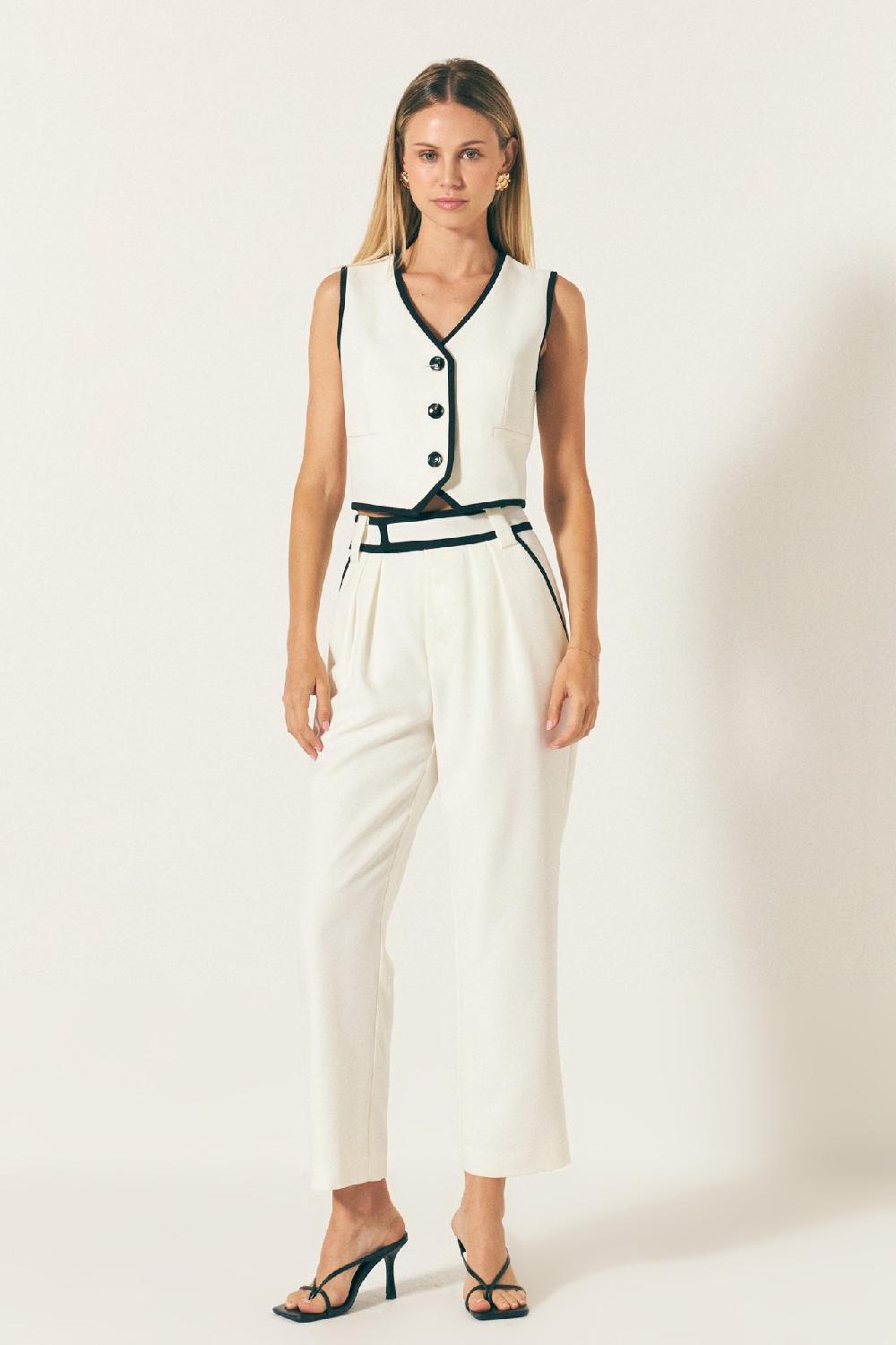 endless rose Trousers with Binding Detail WHITE