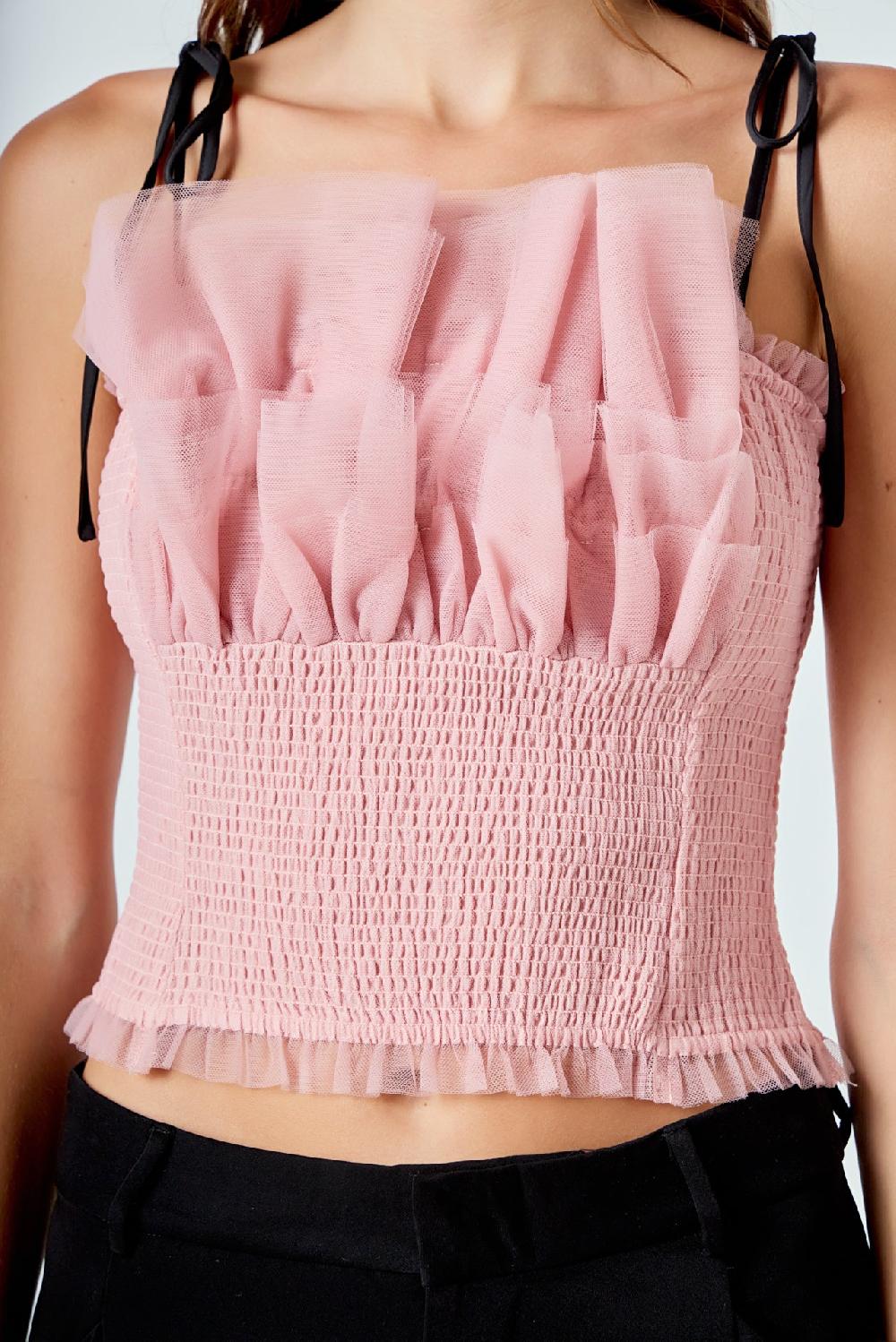 Endless Rose Tulle Cropped Top PINK