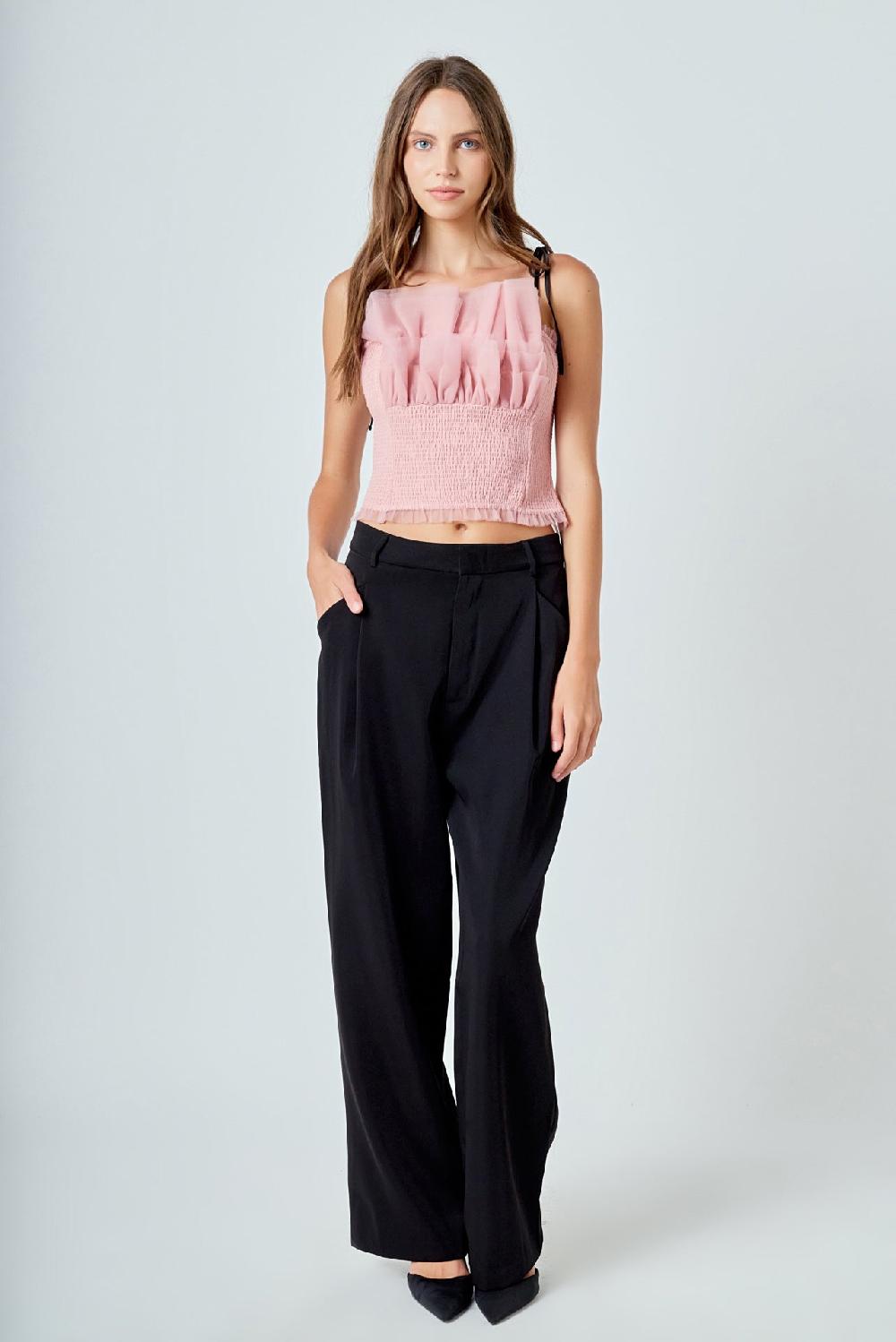 endless rose Tulle Cropped Top PINK
