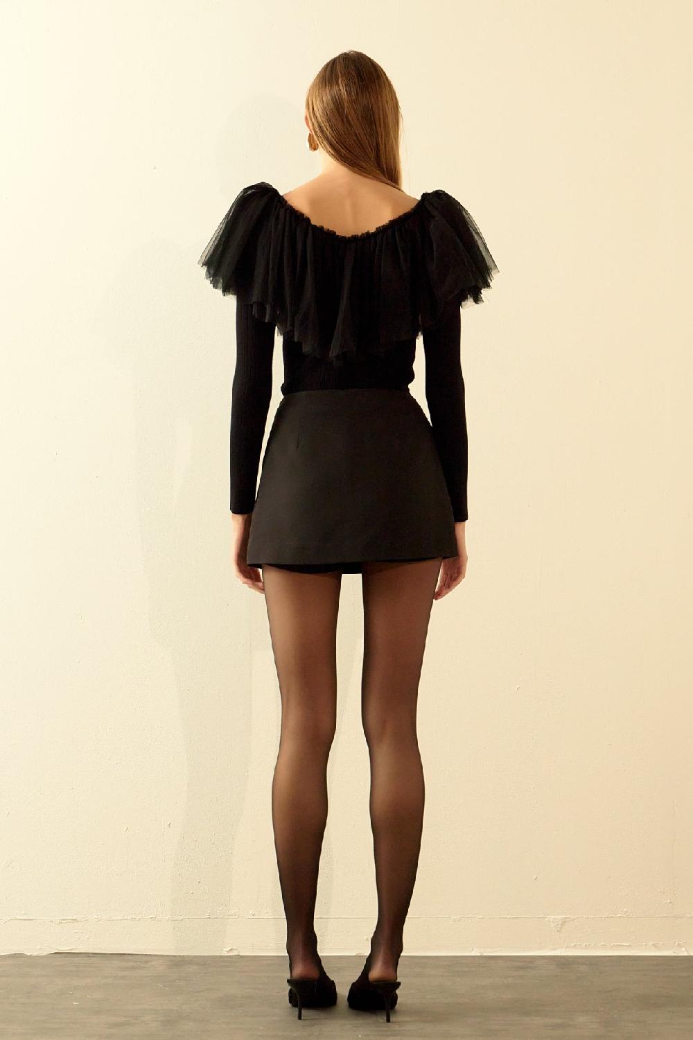 Endless Rose Tulle Ruffle Top BLACK