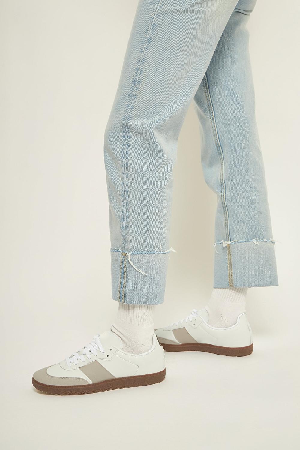 Endless Rose Turn Over Hem Regular Fit Jeans DENIM