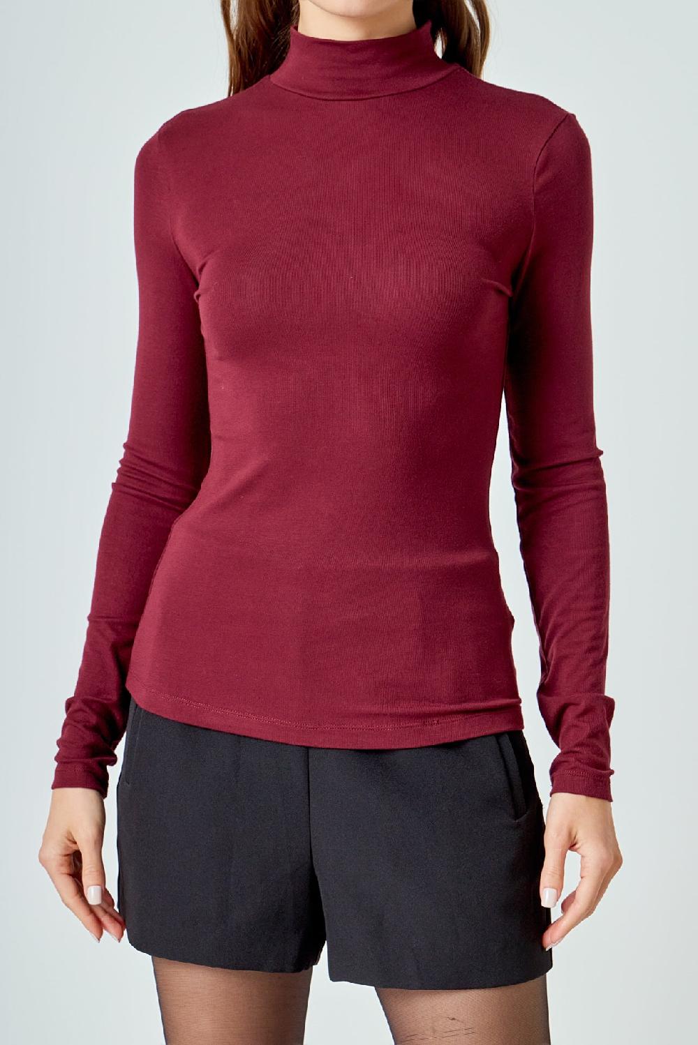 Endless Rose Turtle Neck Top BURGUNDY