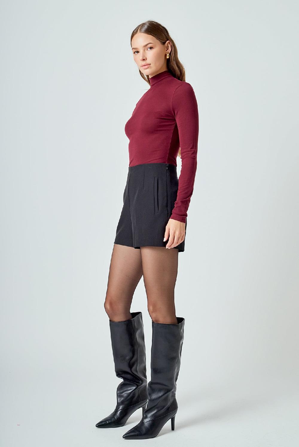 Endless Rose Turtle Neck Top BURGUNDY