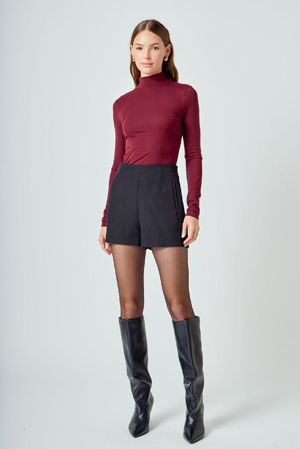 Endless Rose Turtle Neck Top BURGUNDY