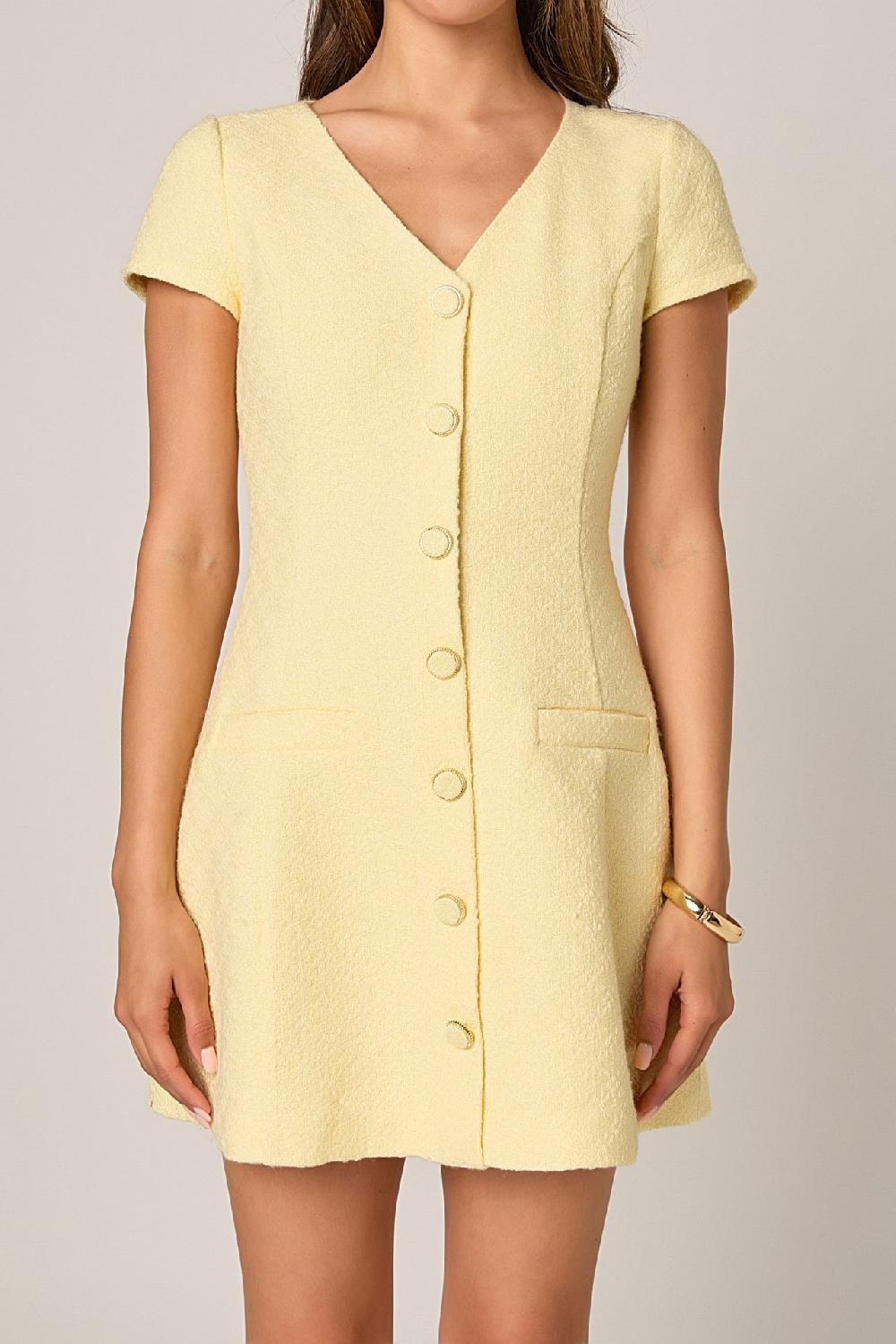 Endless Rose Tweed A Line Mini Dress BUTTER