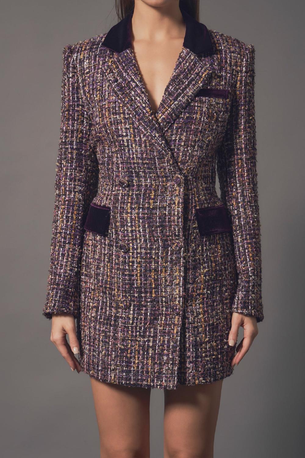 Endless Rose Tweed Blazer Dress BORDEAUX
