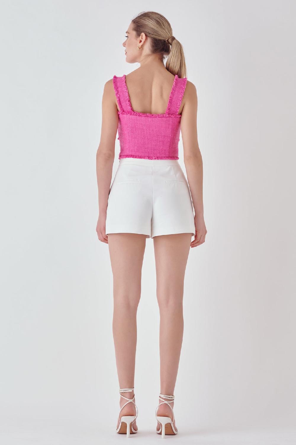 Endless Rose Tweed Bow Tie Top BERRY