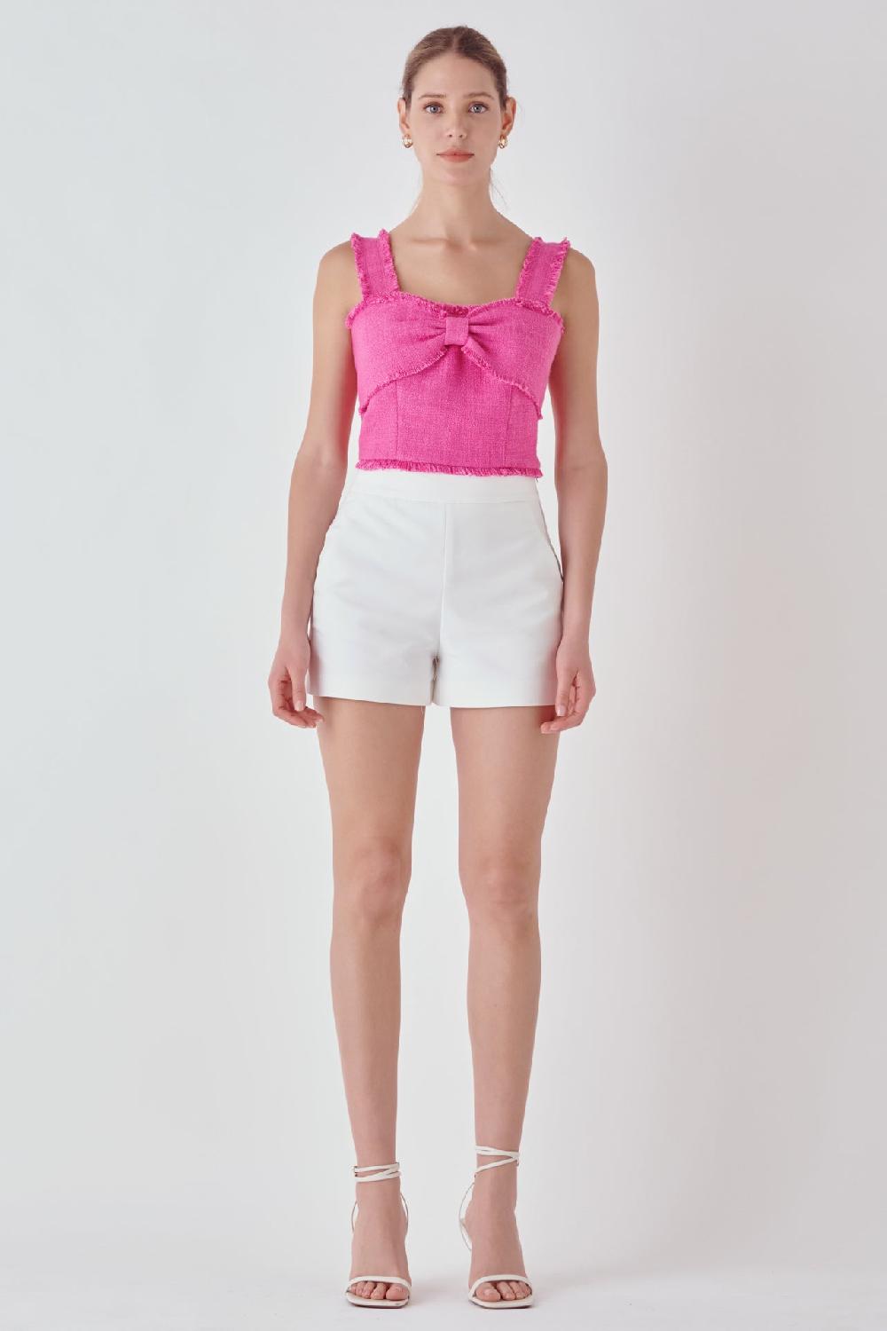 endless rose Tweed Bow Tie Top BERRY