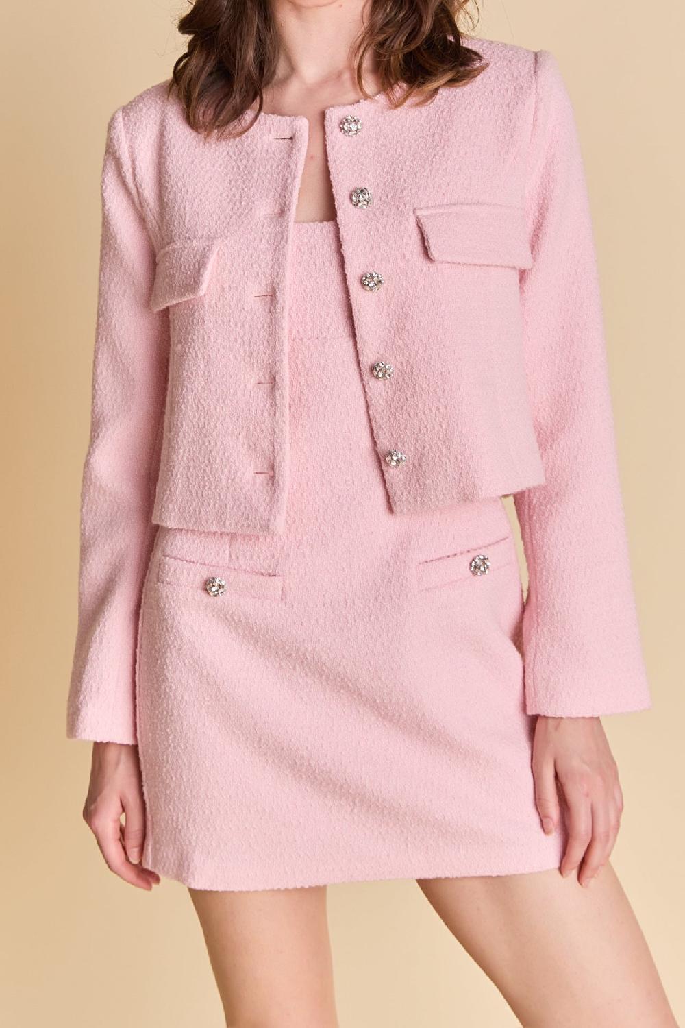 Endless Rose Tweed Buttoned Jacket PINK
