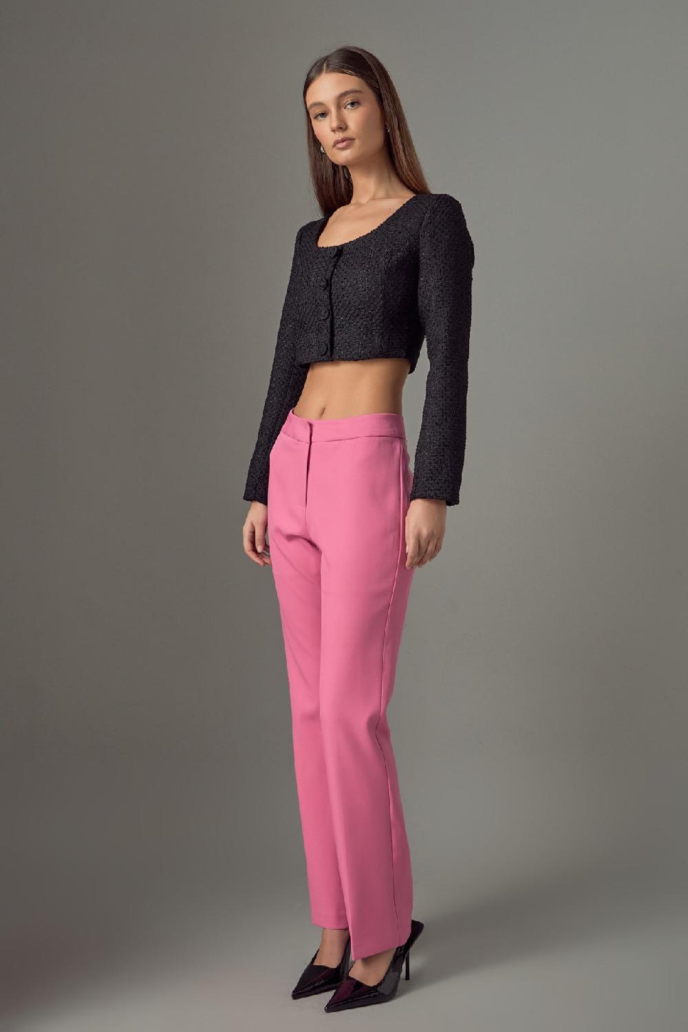 Endless Rose Tweed Buttoned Top BLACK