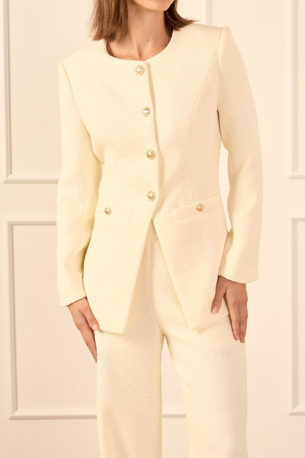 Endless Rose Tweed Buttoned Vest CREAM