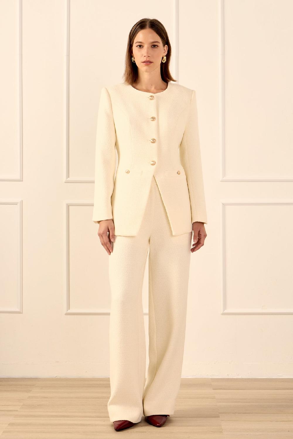 Endless Rose Tweed Buttoned Vest CREAM