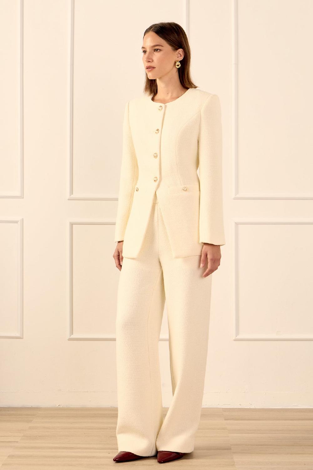 Endless Rose Tweed Buttoned Vest CREAM