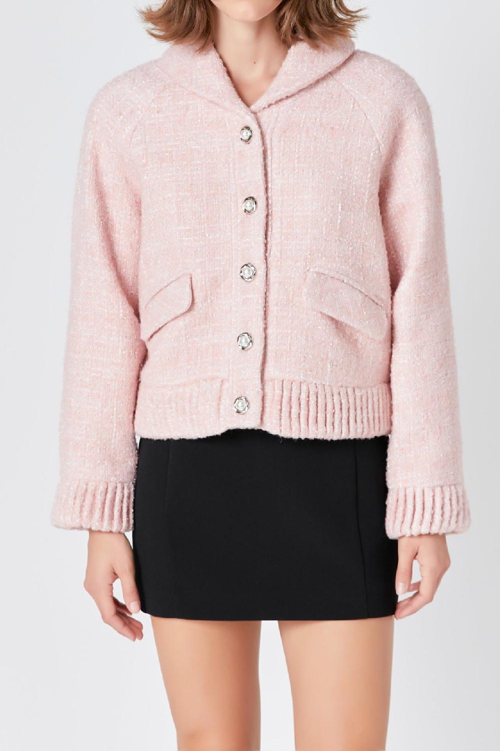 Endless Rose Tweed Collared Jacket BLUSH PINK