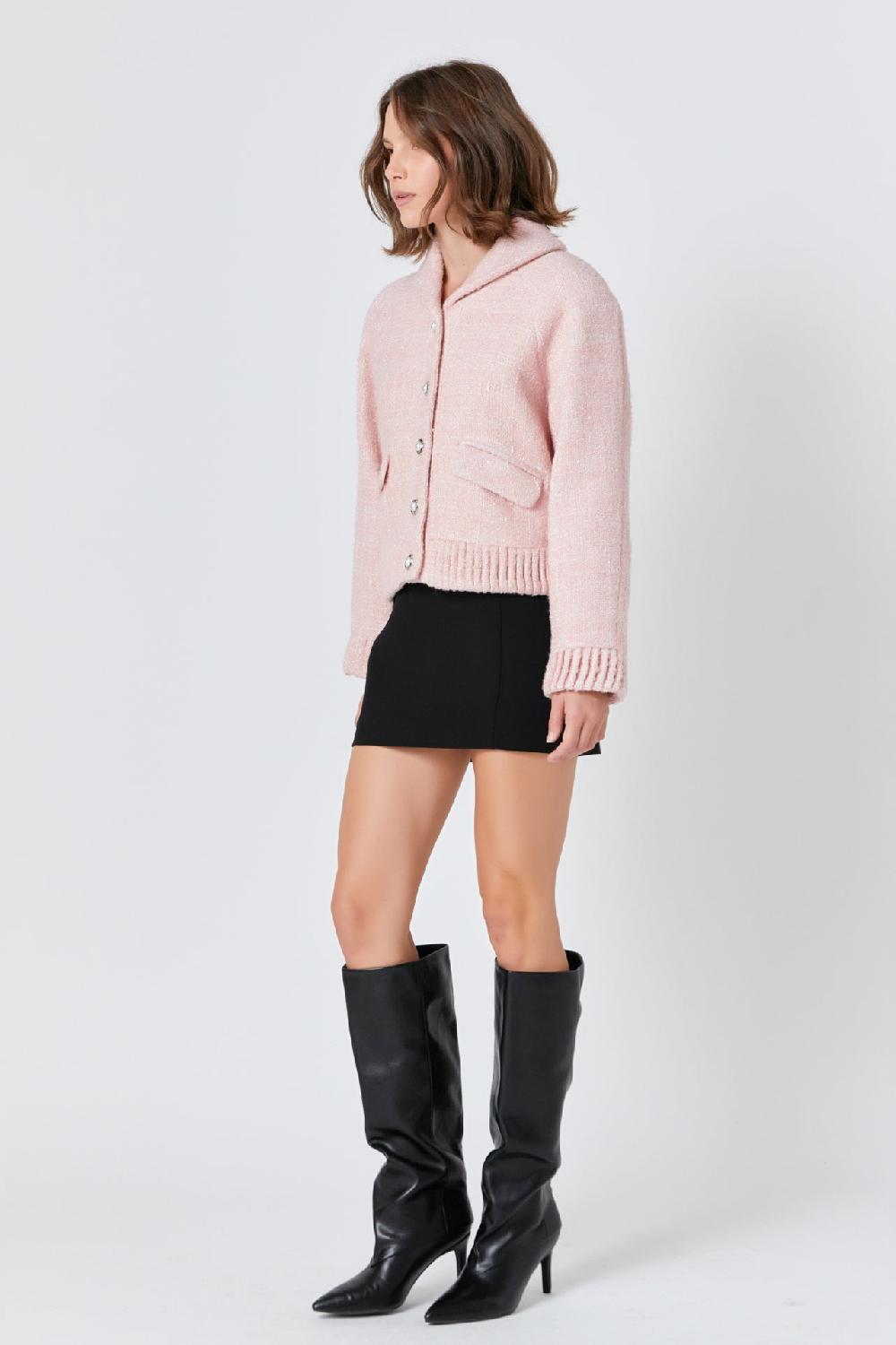 Endless Rose Tweed Collared Jacket BLUSH PINK