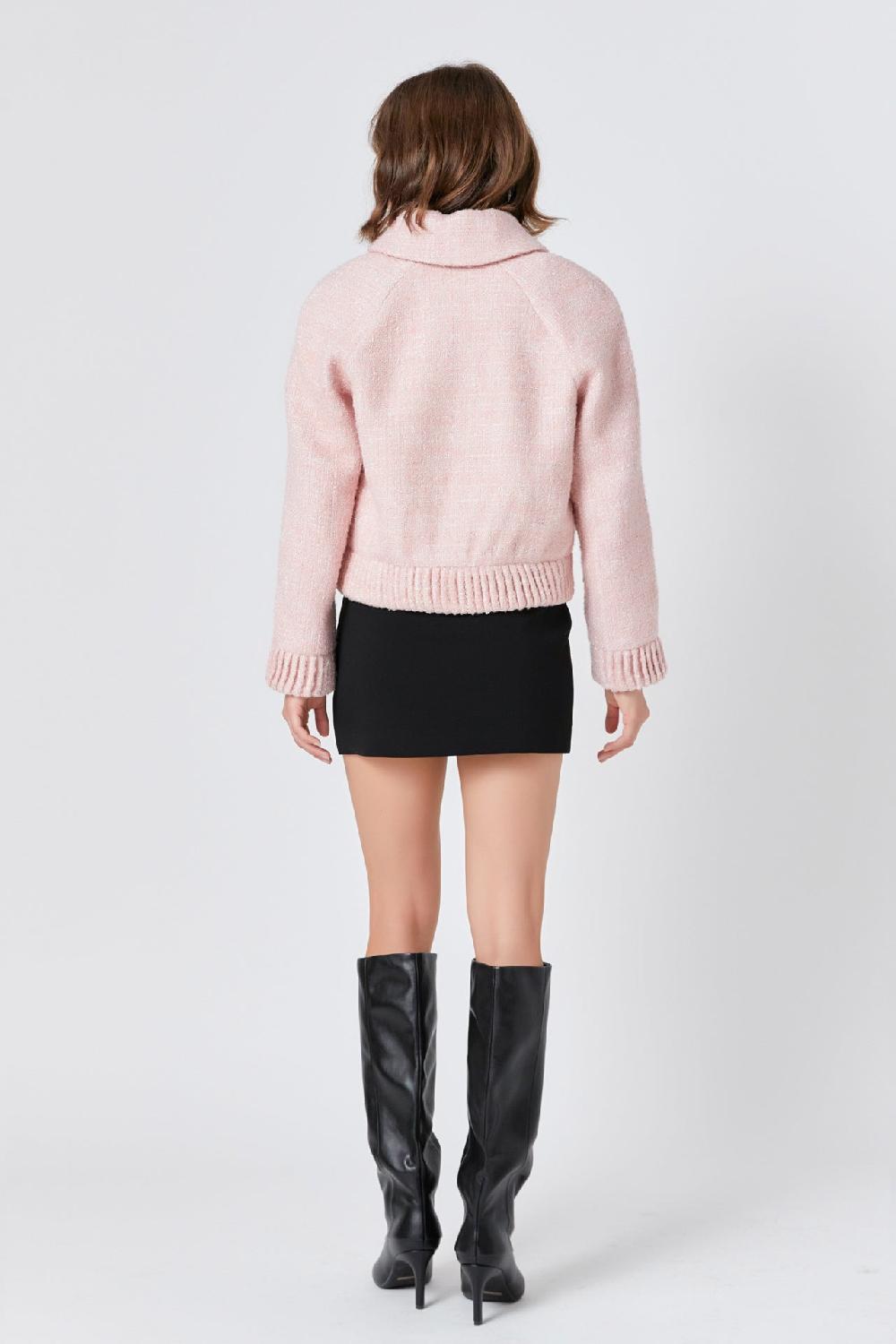 Endless Rose Tweed Collared Jacket BLUSH PINK