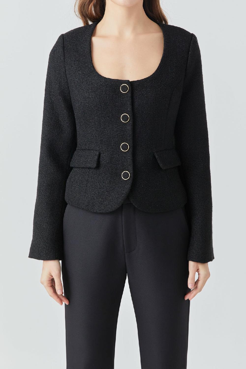 Endless Rose Tweed Jacket BLACK