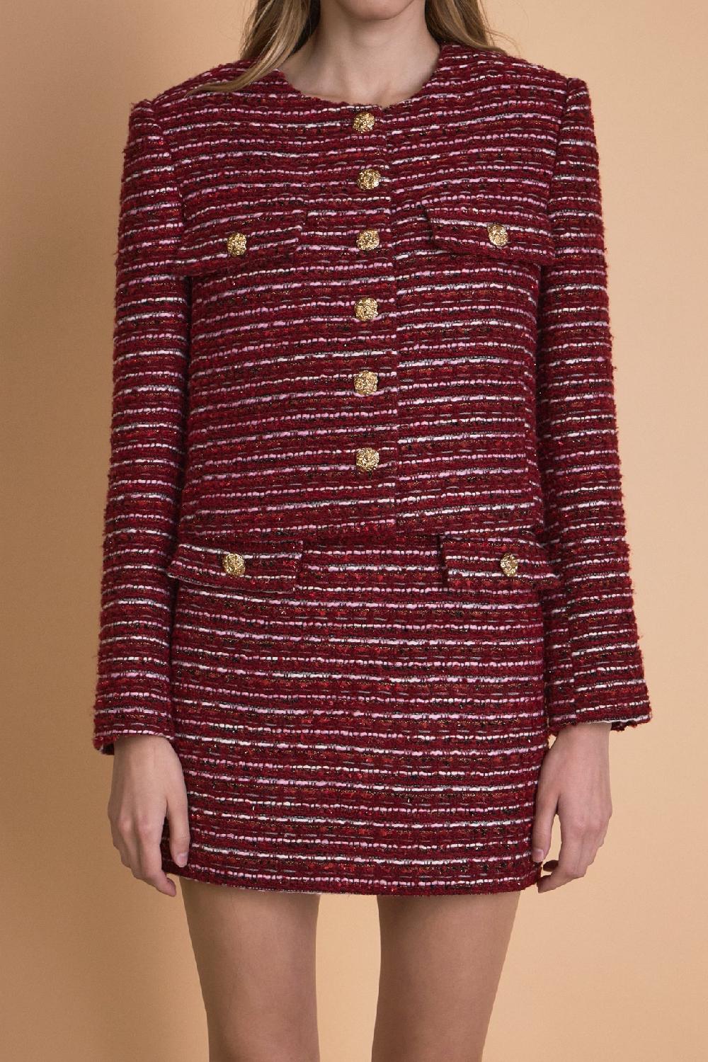 Endless Rose Tweed Jacket CRANBERRY