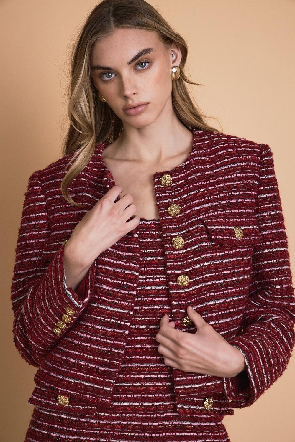 endless rose Tweed Jacket CRANBERRY