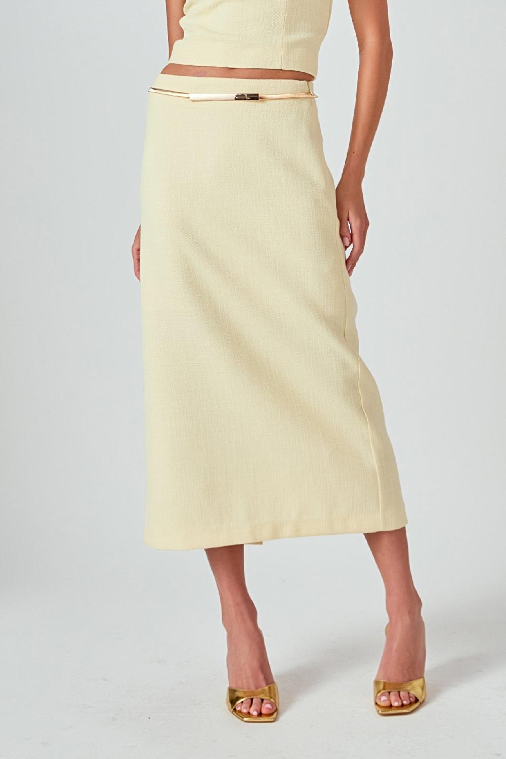 Endless Rose Tweed Midi Skirt BUTTER