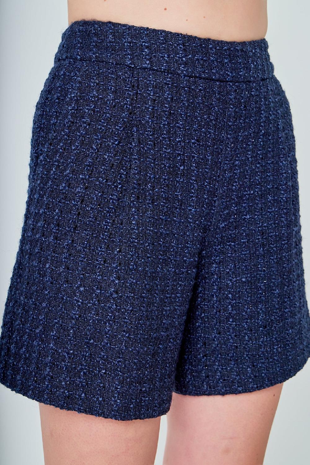 Endless Rose Tweed Relaxed Long Shorts NAVY
