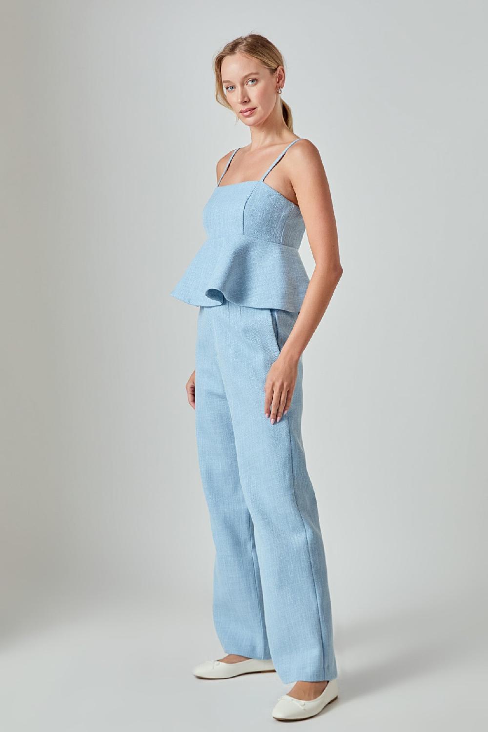 Endless Rose Tweed Relaxed Pants BLUE