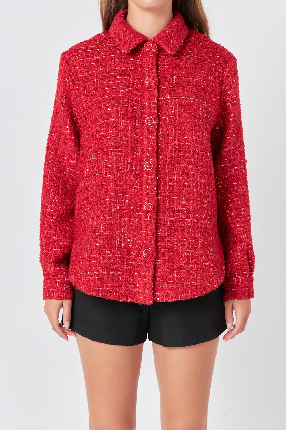 Endless Rose Tweed Shirt RED