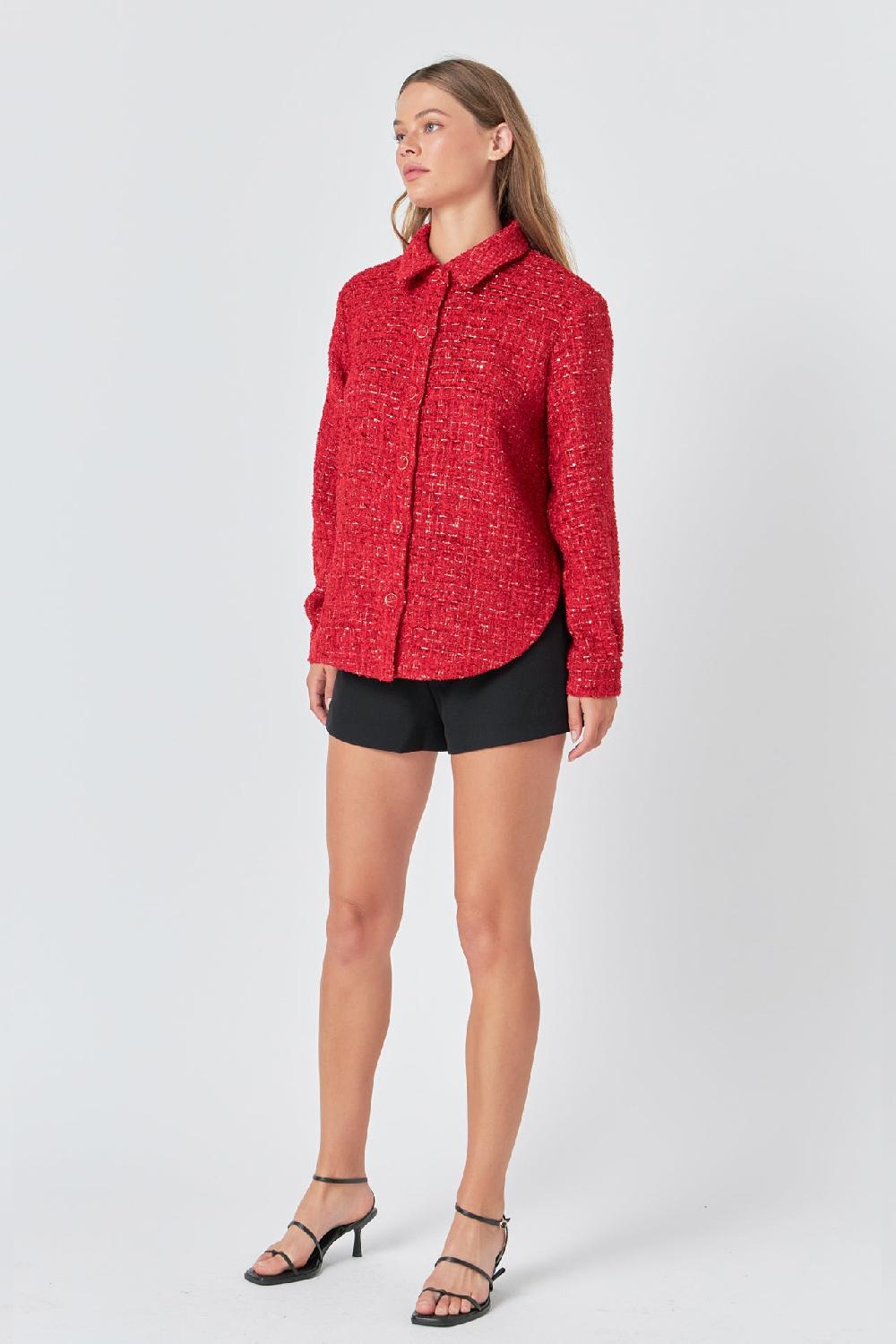 Endless Rose Tweed Shirt RED