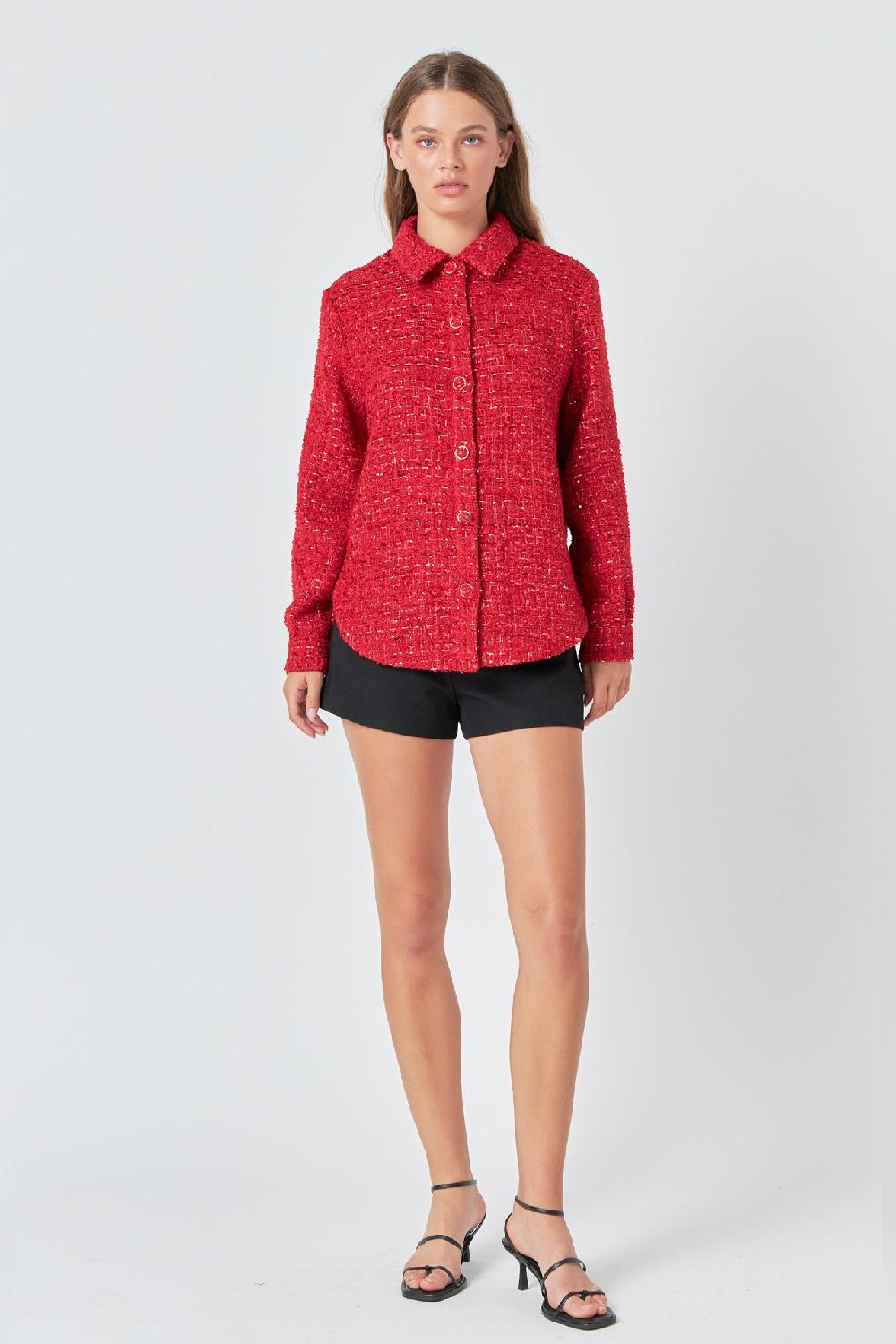 endless rose Tweed Shirt RED