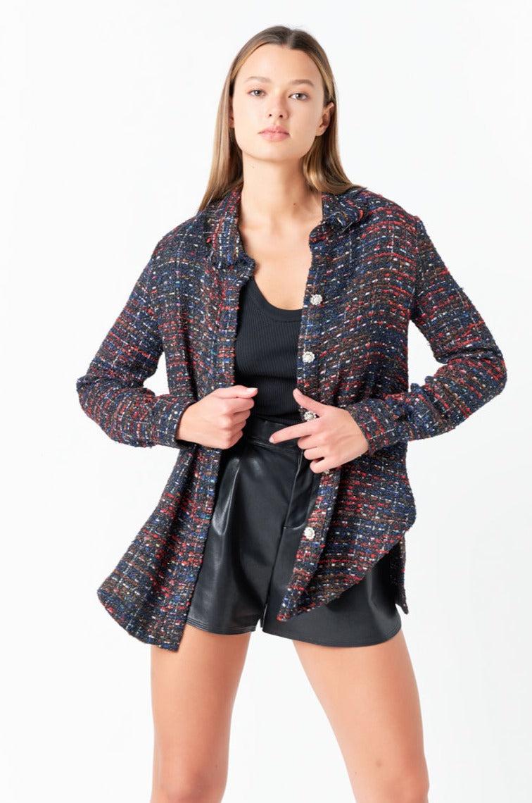 endless rose Tweed Shirting MULTI