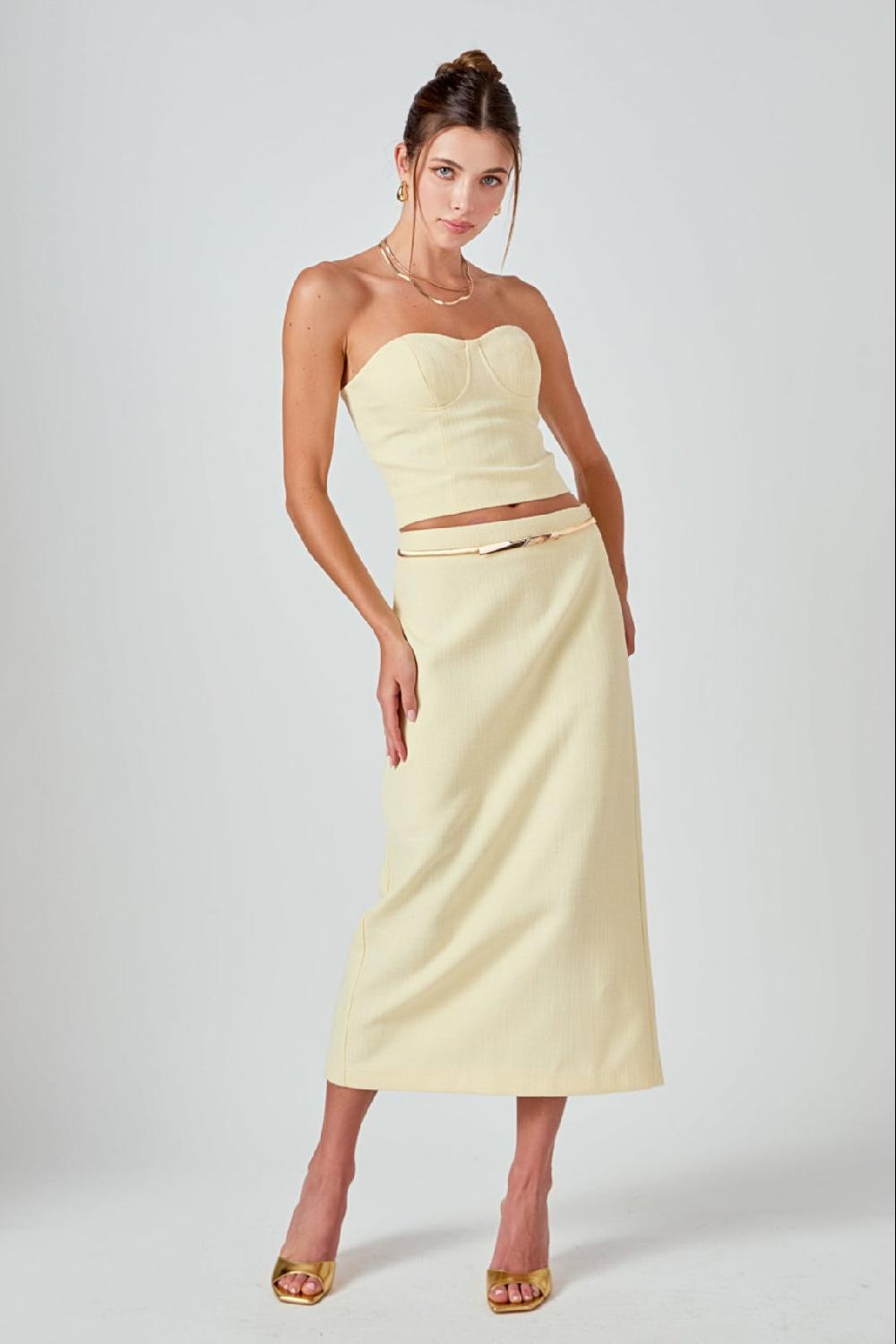 Endless Rose Tweed Strapless Top BUTTER
