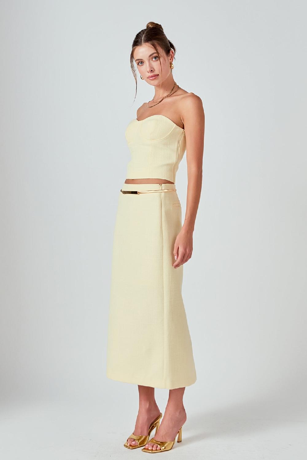 Endless Rose Tweed Strapless Top BUTTER