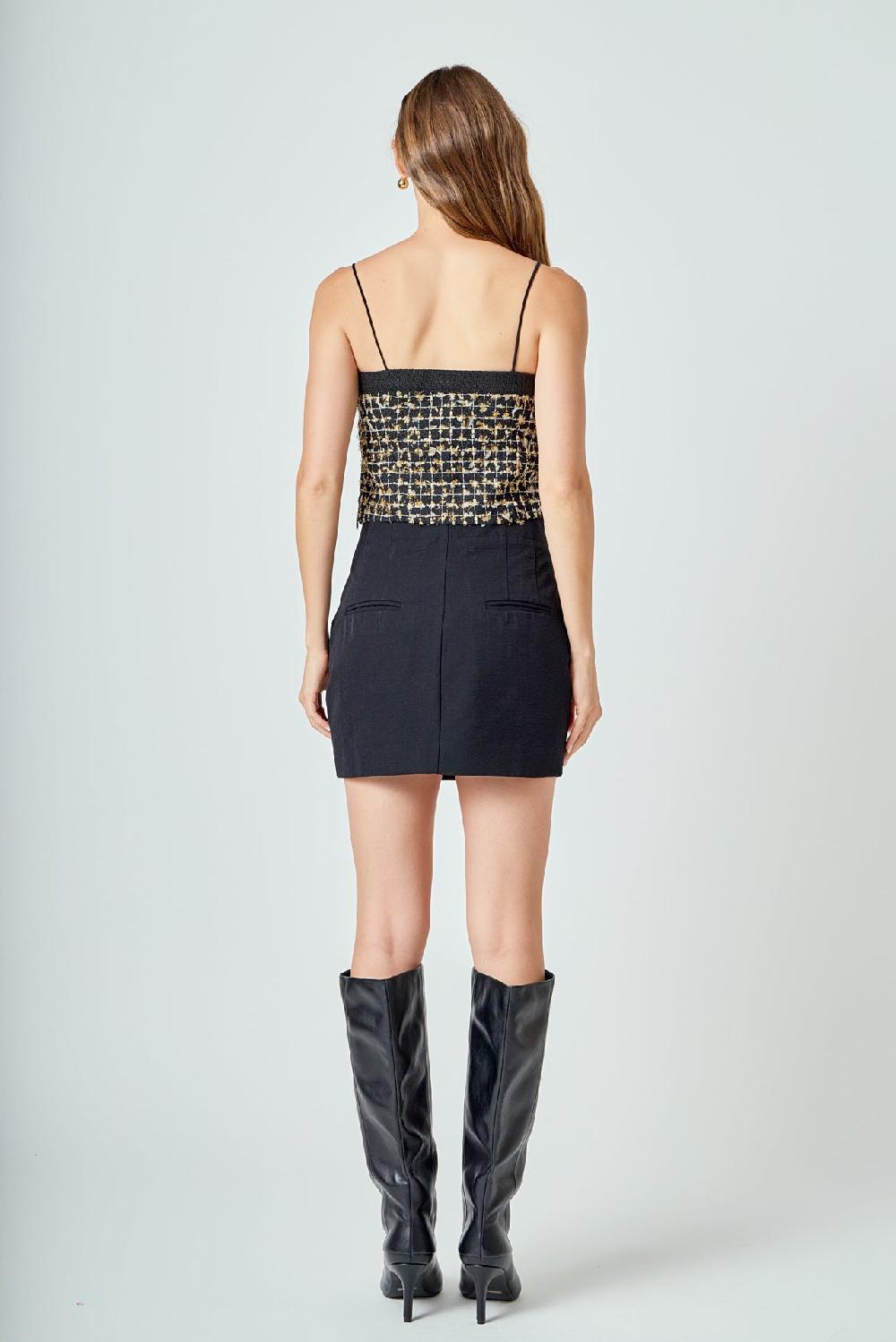 Endless Rose Tweed Tank Top BLACK MULTI