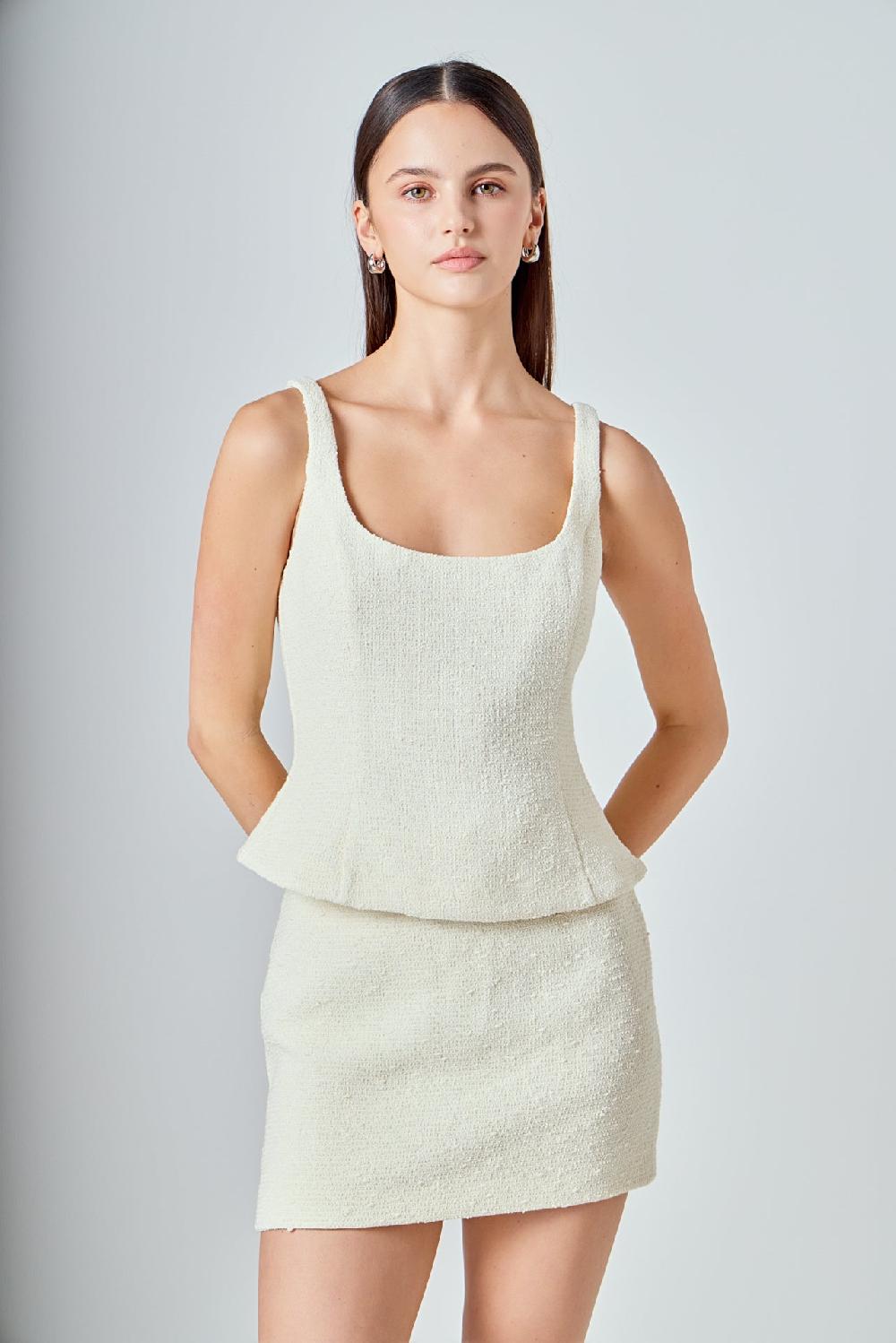 endless rose Tweed Tank Top IVORY
