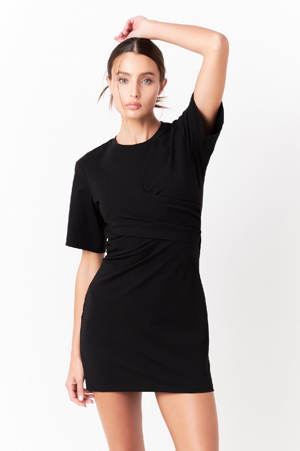 Endless Rose Twist Detail Knit Mini Dress BLACK