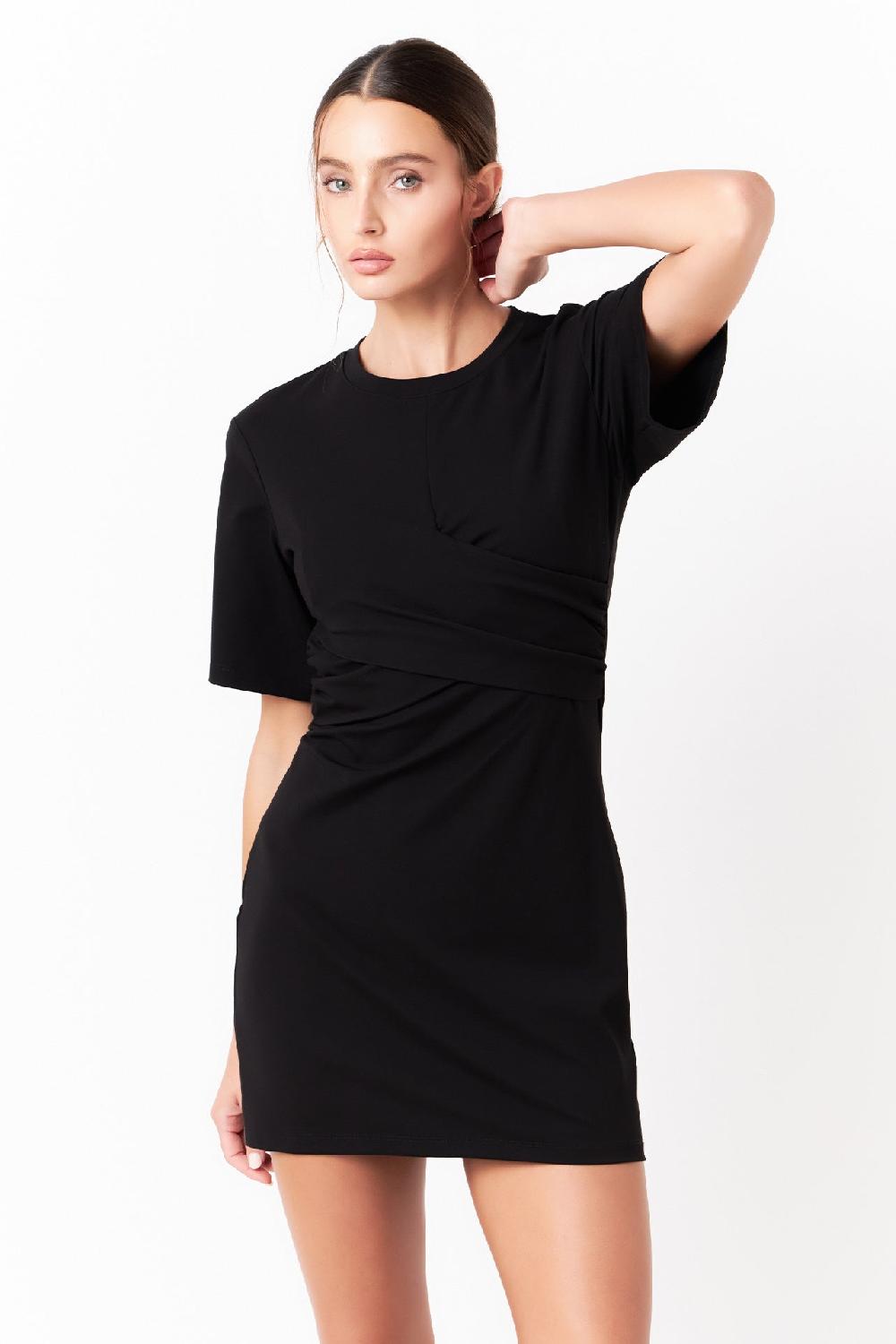 endless rose Twist Detail Knit Mini Dress BLACK