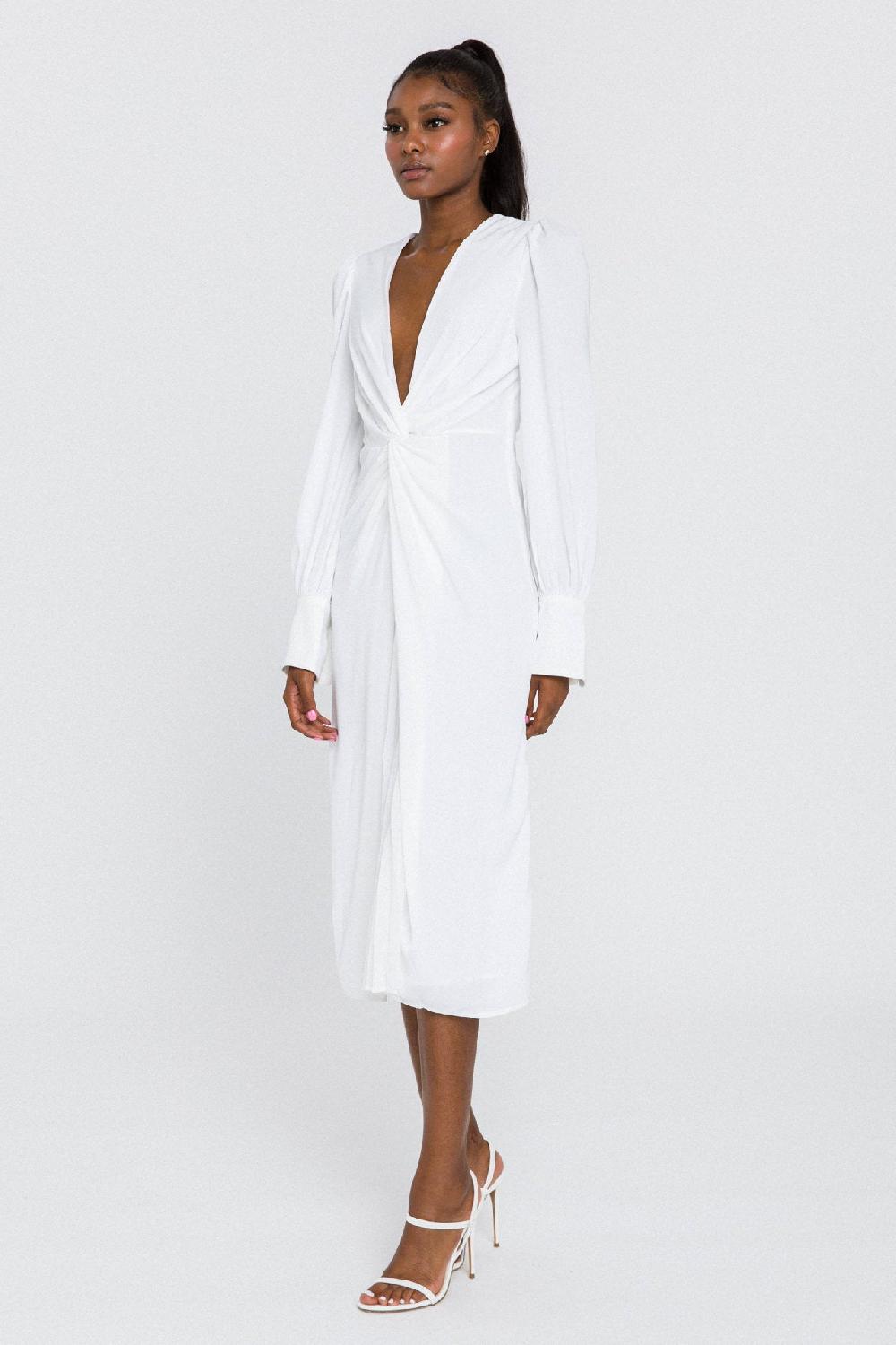 Endless Rose Twist Front Midi Dress IVORY