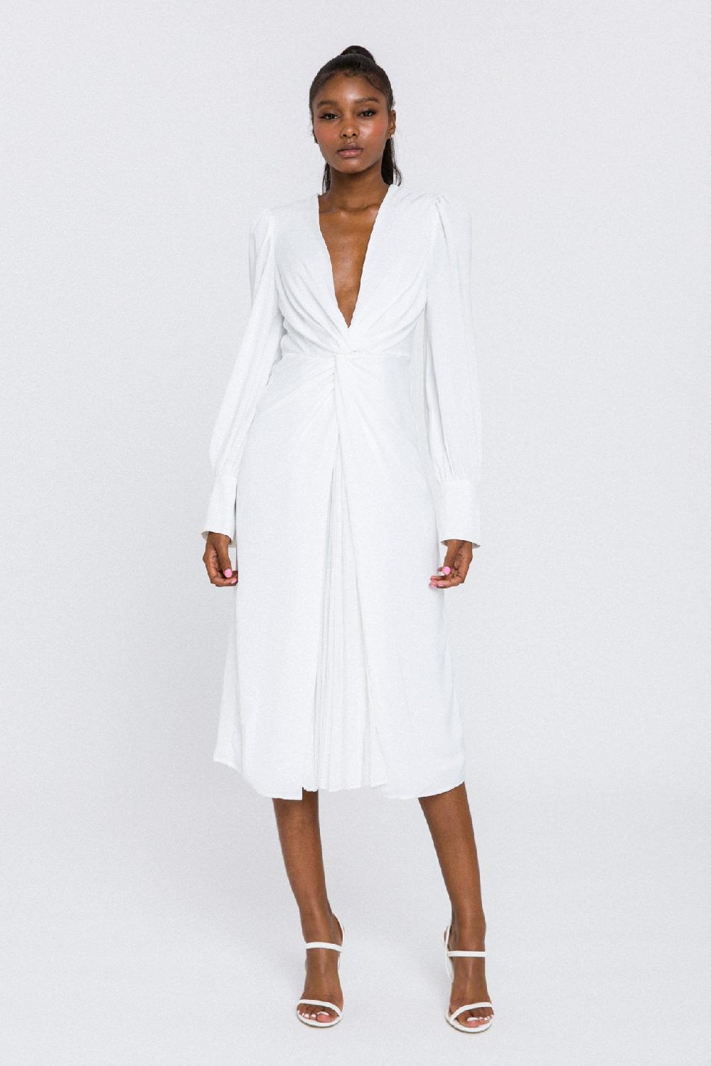 endless rose Twist Front Midi Dress IVORY