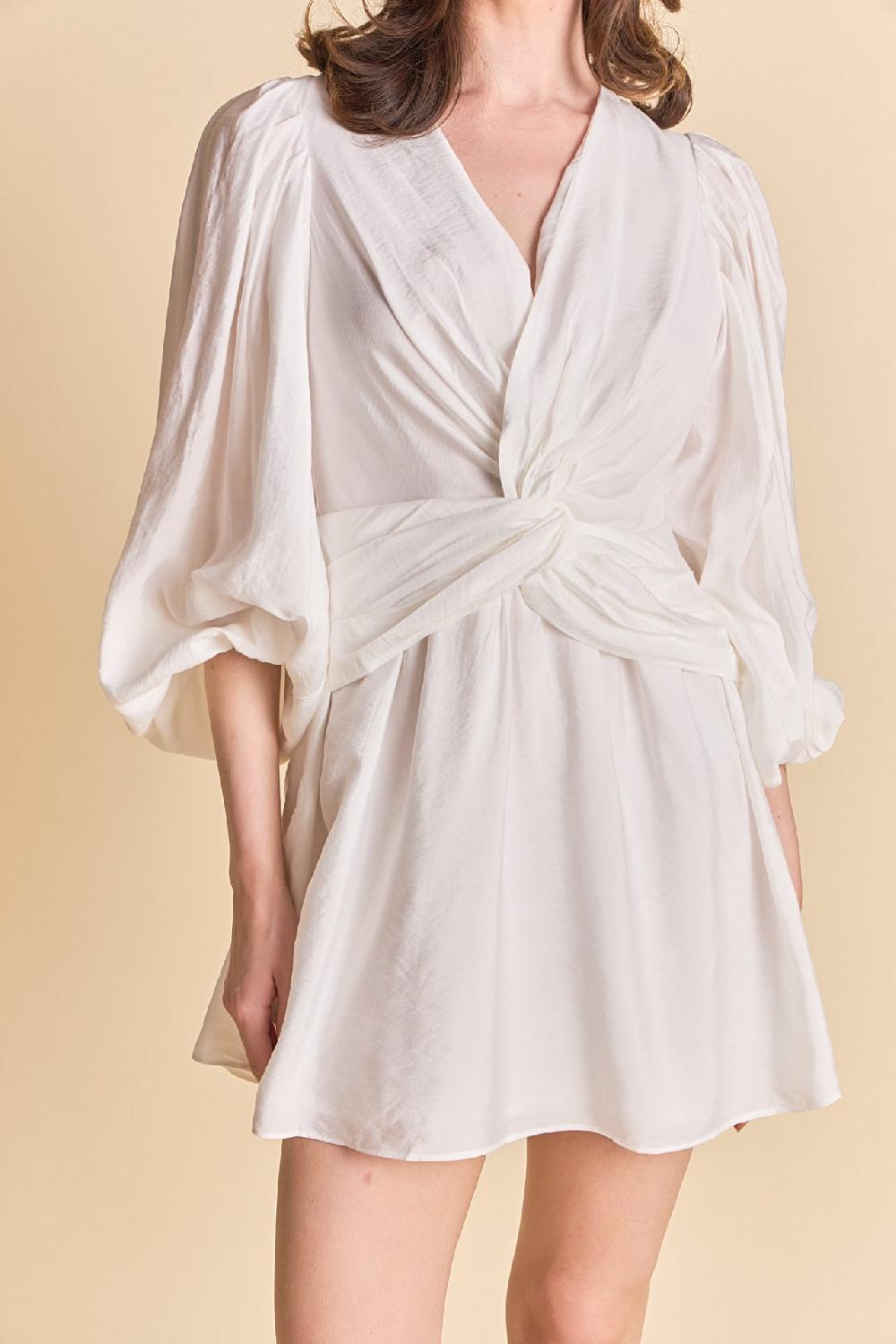 Endless Rose Twist Front Mini Dress WHITE