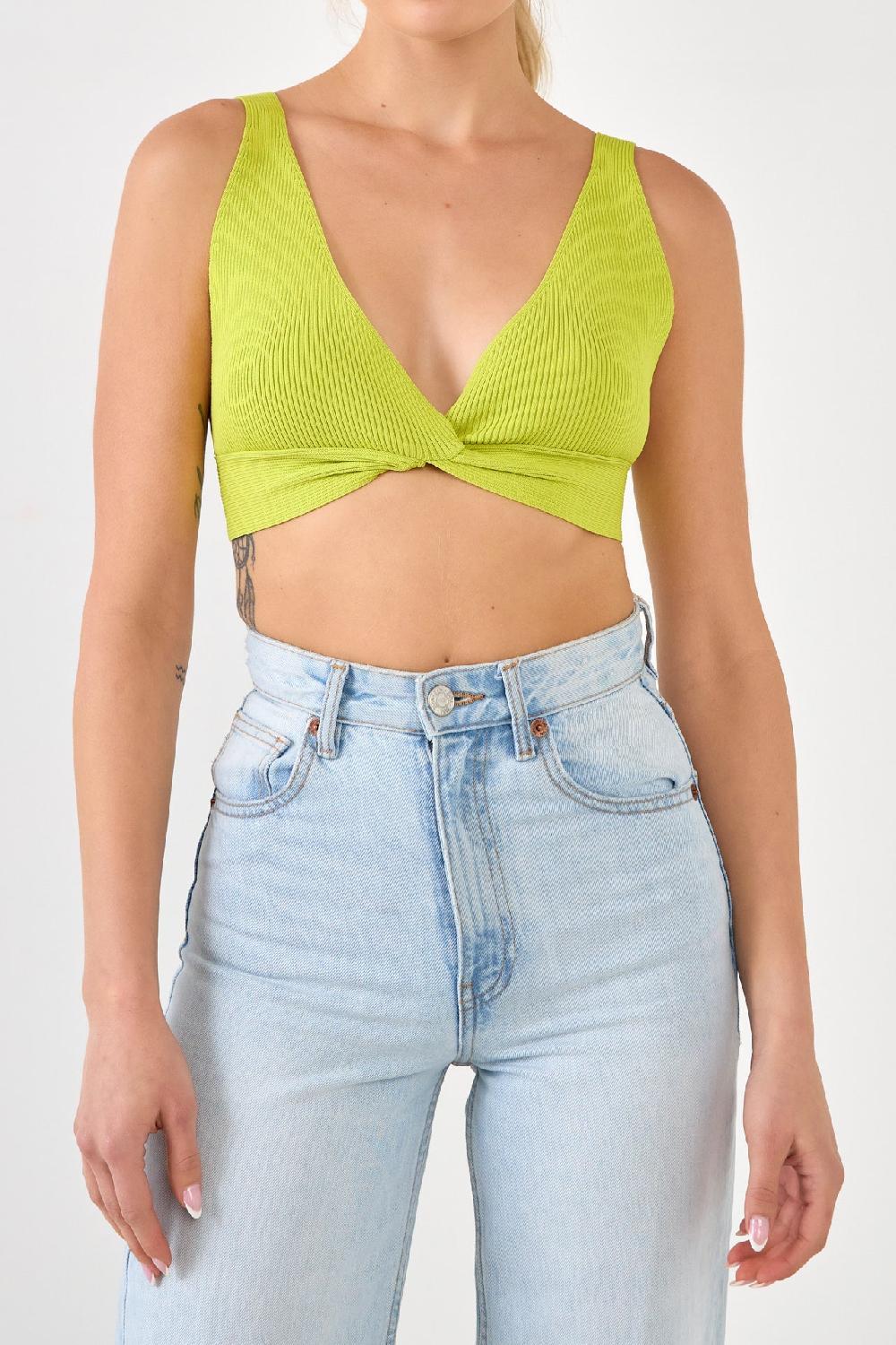 Endless Rose Twisted Ribbed Bralette CELERY