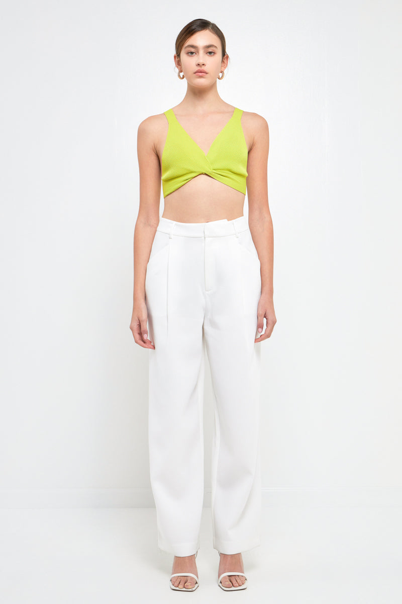 endless rose Twisted Ribbed Bralette CELERY