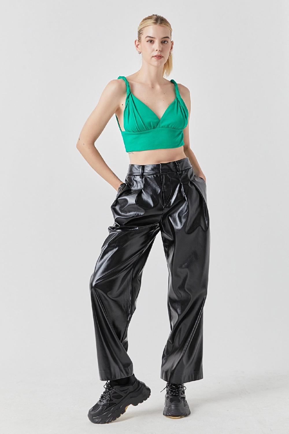 Endless Rose Twisted Strap Tank Top GREEN