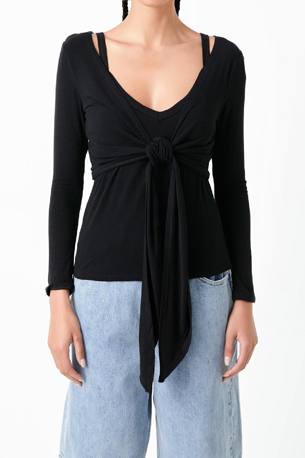 Endless Rose Two Piece Set Cardigan Cami BLACK