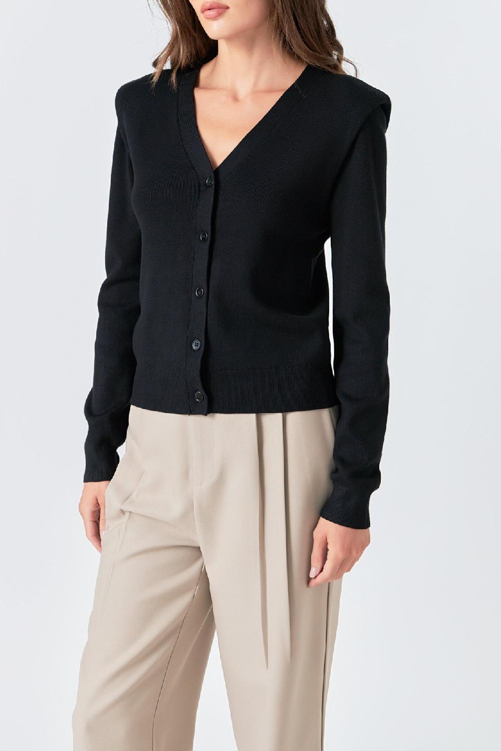 Endless Rose V-neck Cardigan BLACK