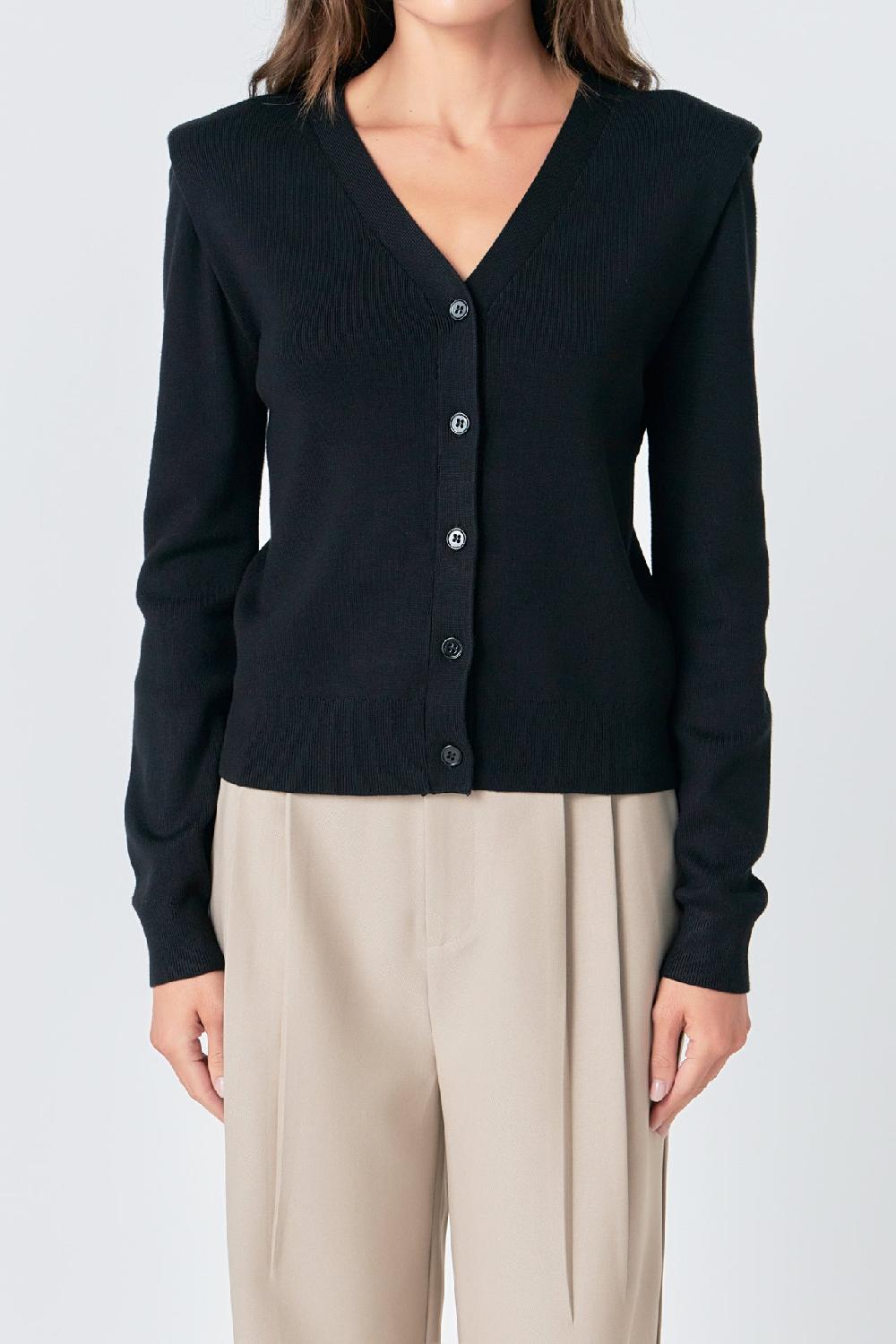 Endless Rose V-neck Cardigan BLACK