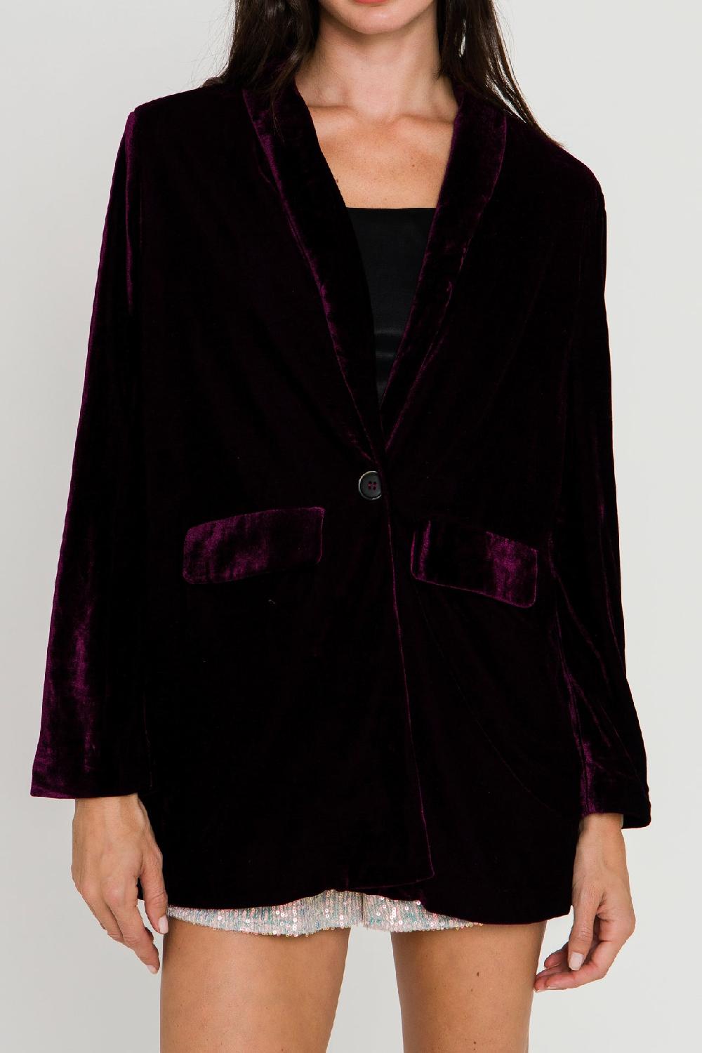 Endless Rose Velvet Blazer PURPLE