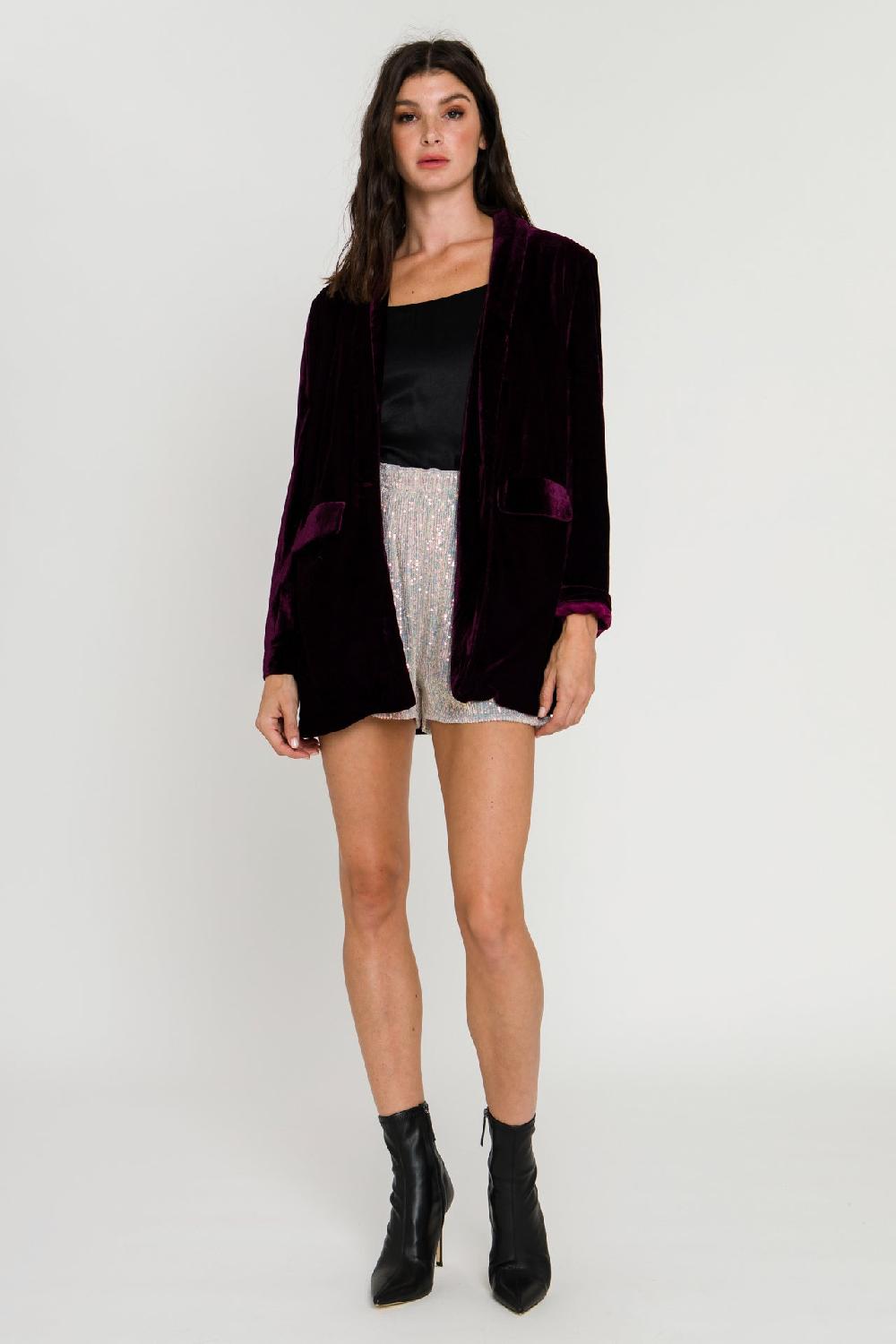 endless rose Velvet Blazer PURPLE