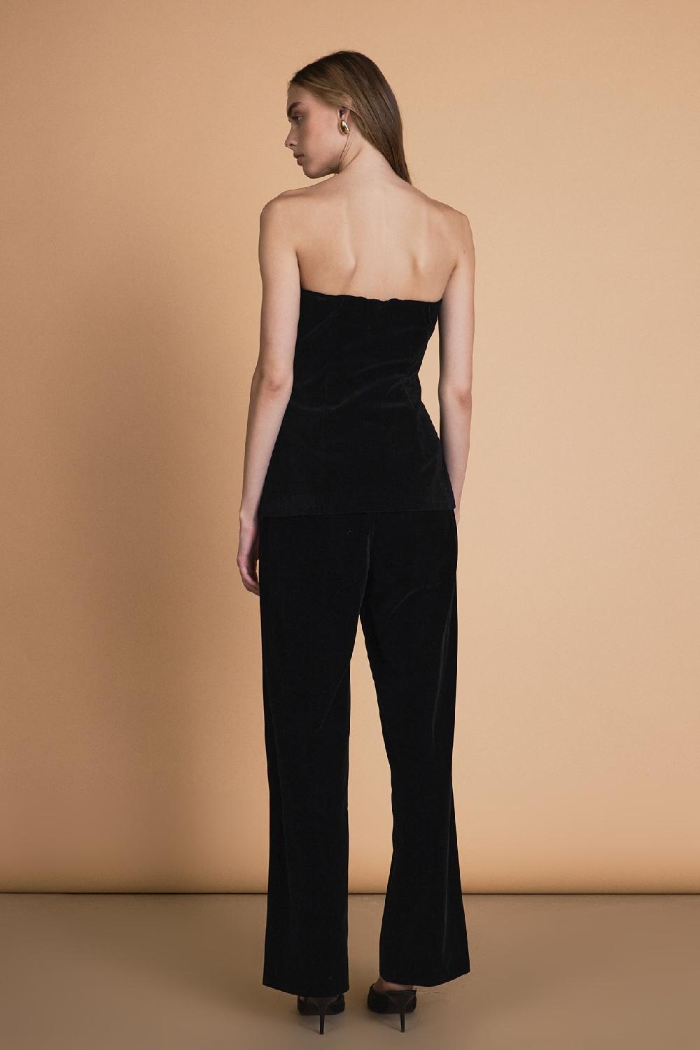 Endless Rose Velvet High Waisted Trousers BLACK